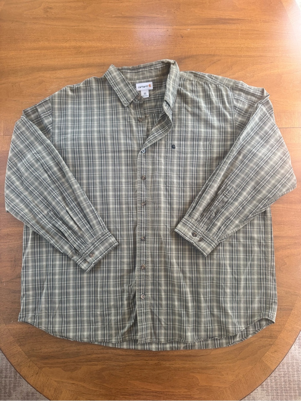 Carhartt Men's Green Plaid Button-Down Shirt - 3XLT